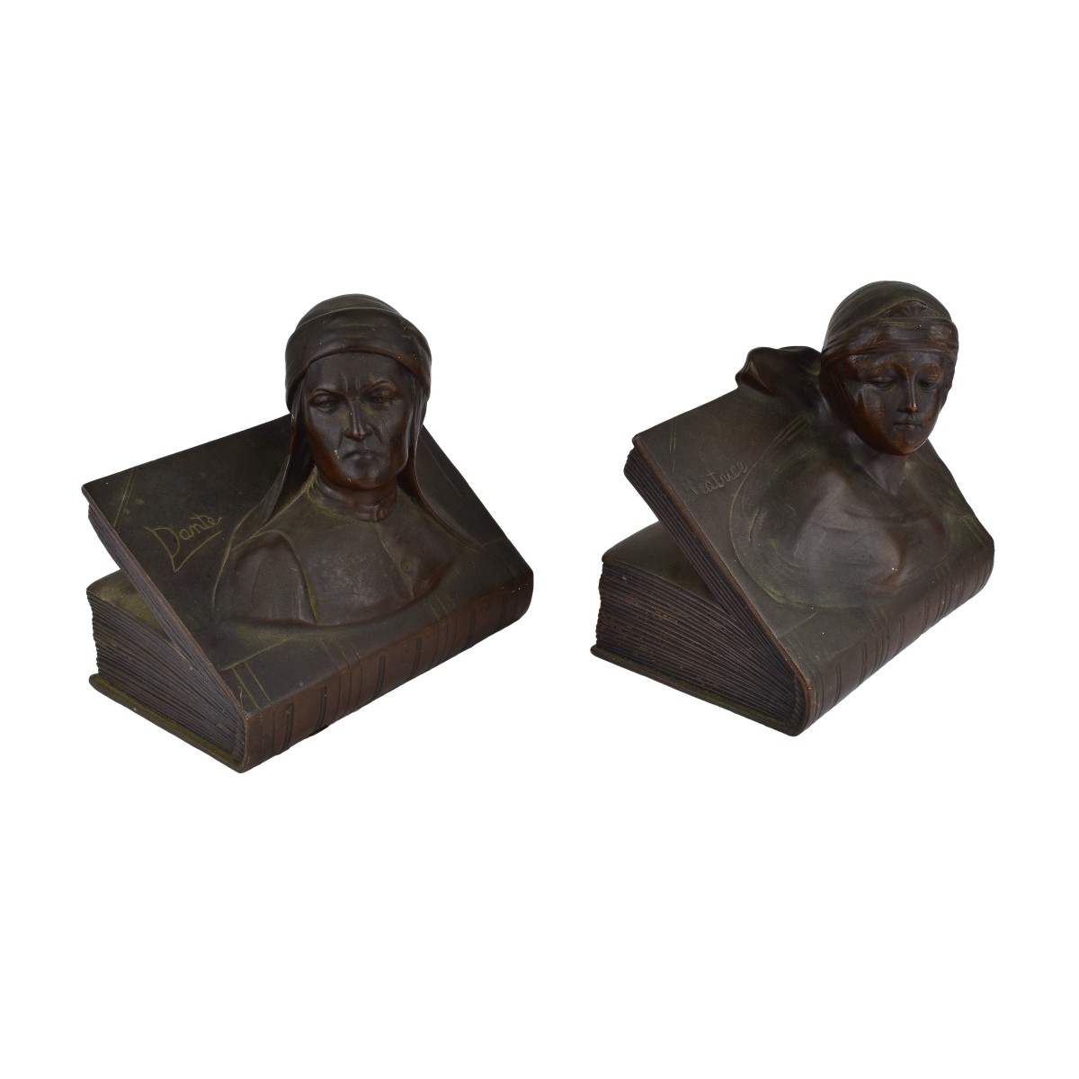 Pair Vintage Bronze Bookends