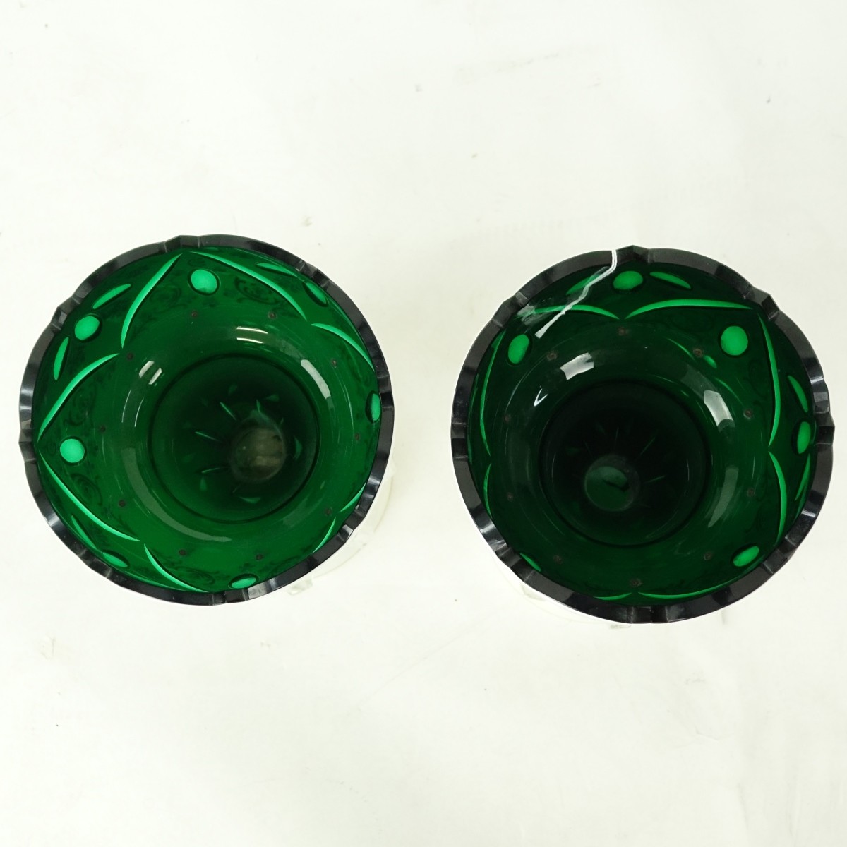 Pair of Bohemian Floral Hand Painted Glass Lusters