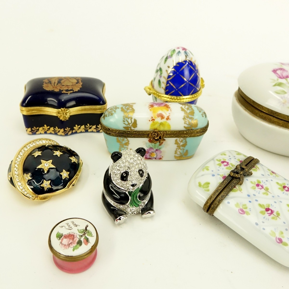 Twelve (12) Miniature Porcelain and Enamel Boxes