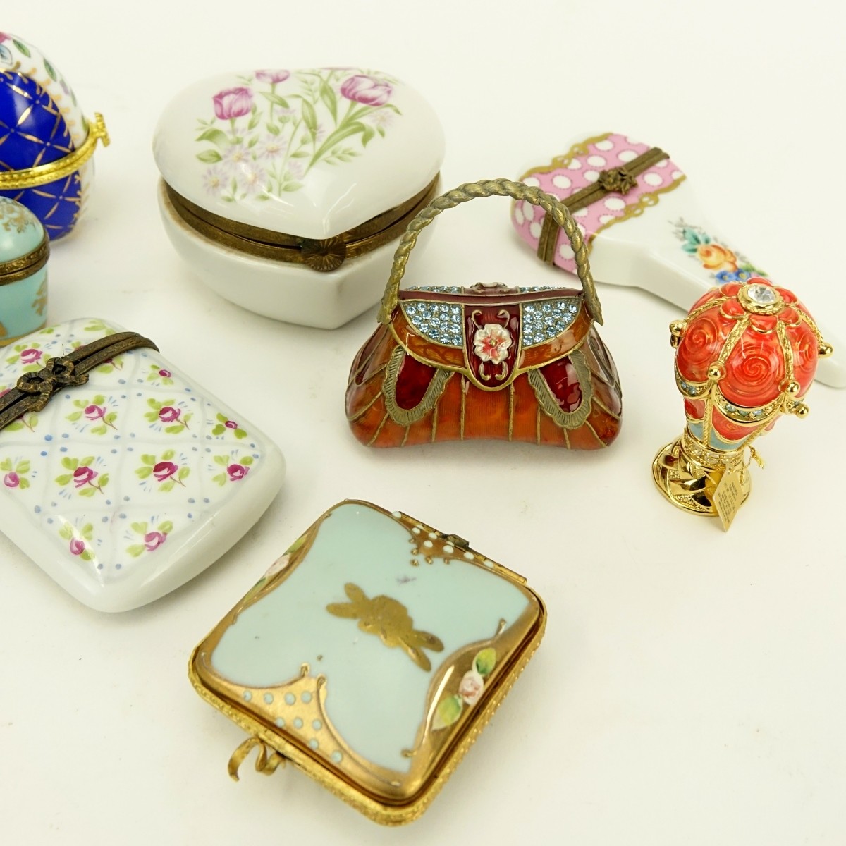 Twelve (12) Miniature Porcelain and Enamel Boxes