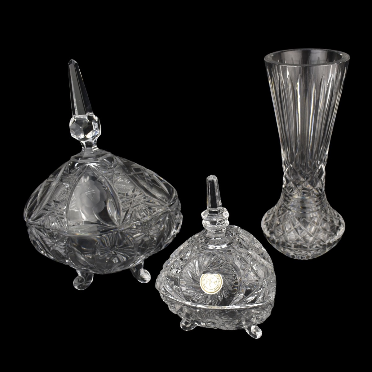 Three (3) Vintage Crystal Tabletop Items