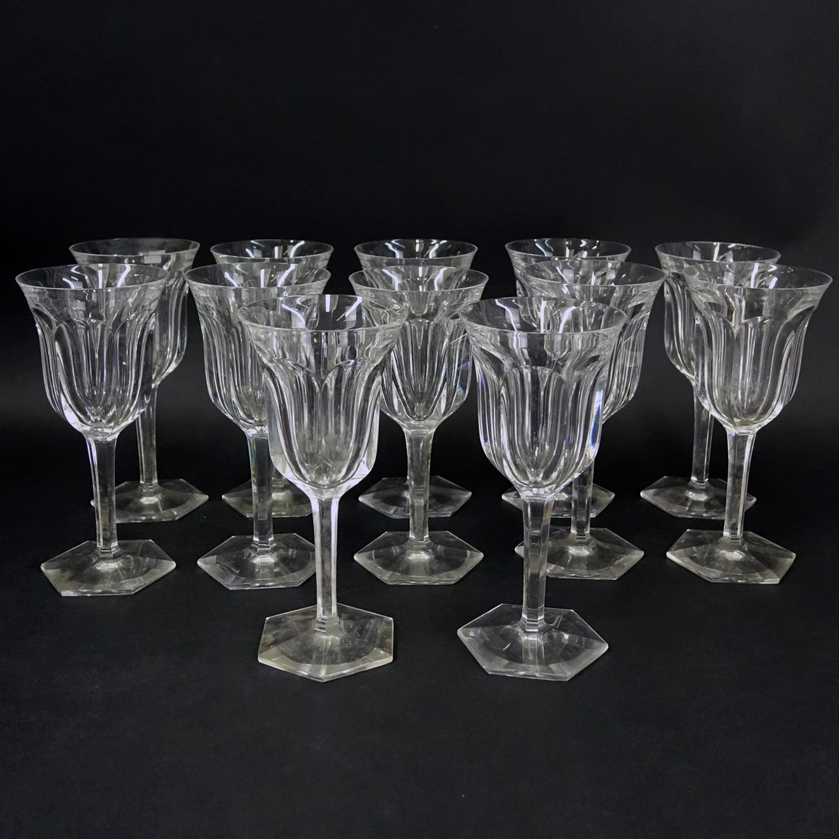 Twelve (12) Baccarat Malmaison Claret Wine Glasses