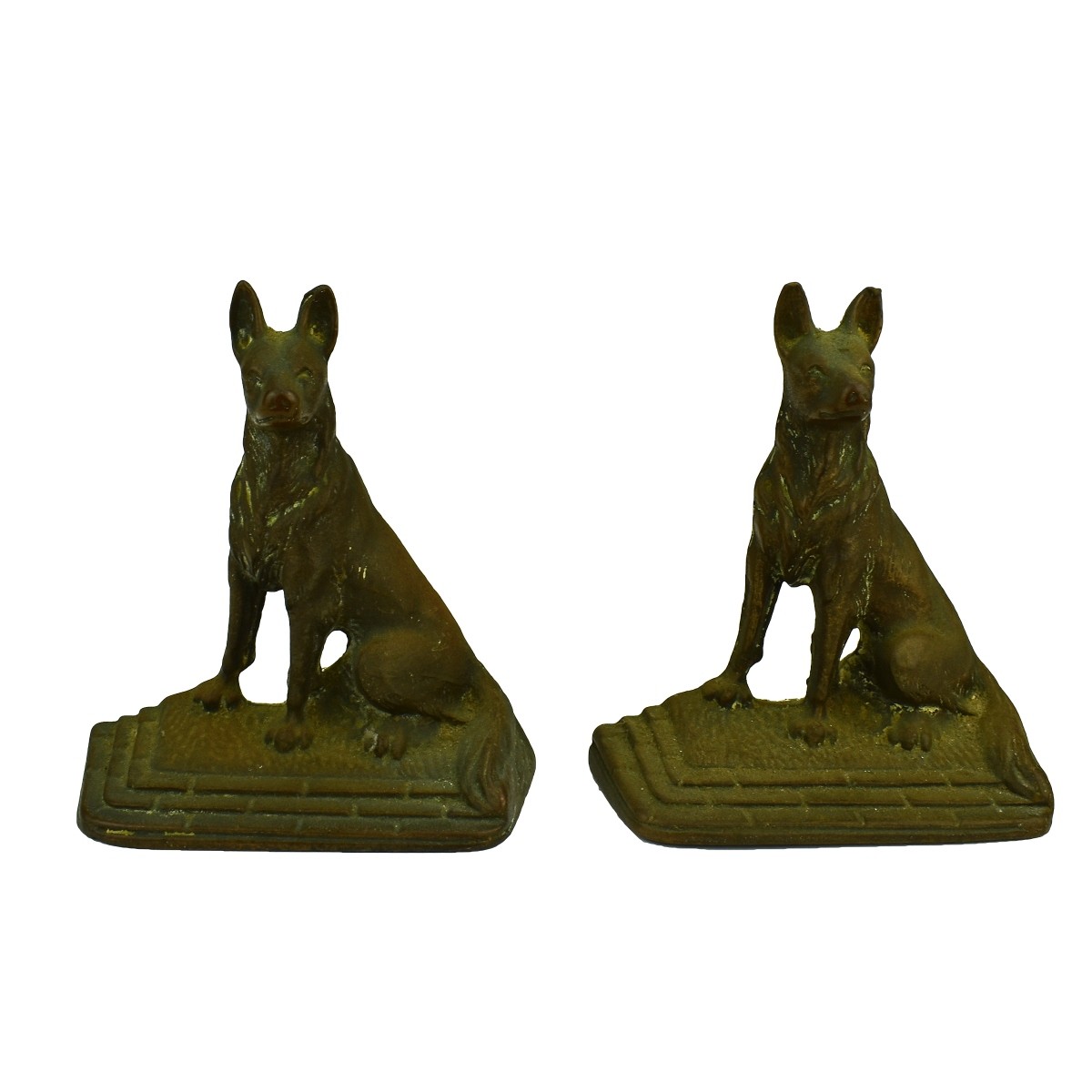 Pair Vintage Bronze Dog Bookends