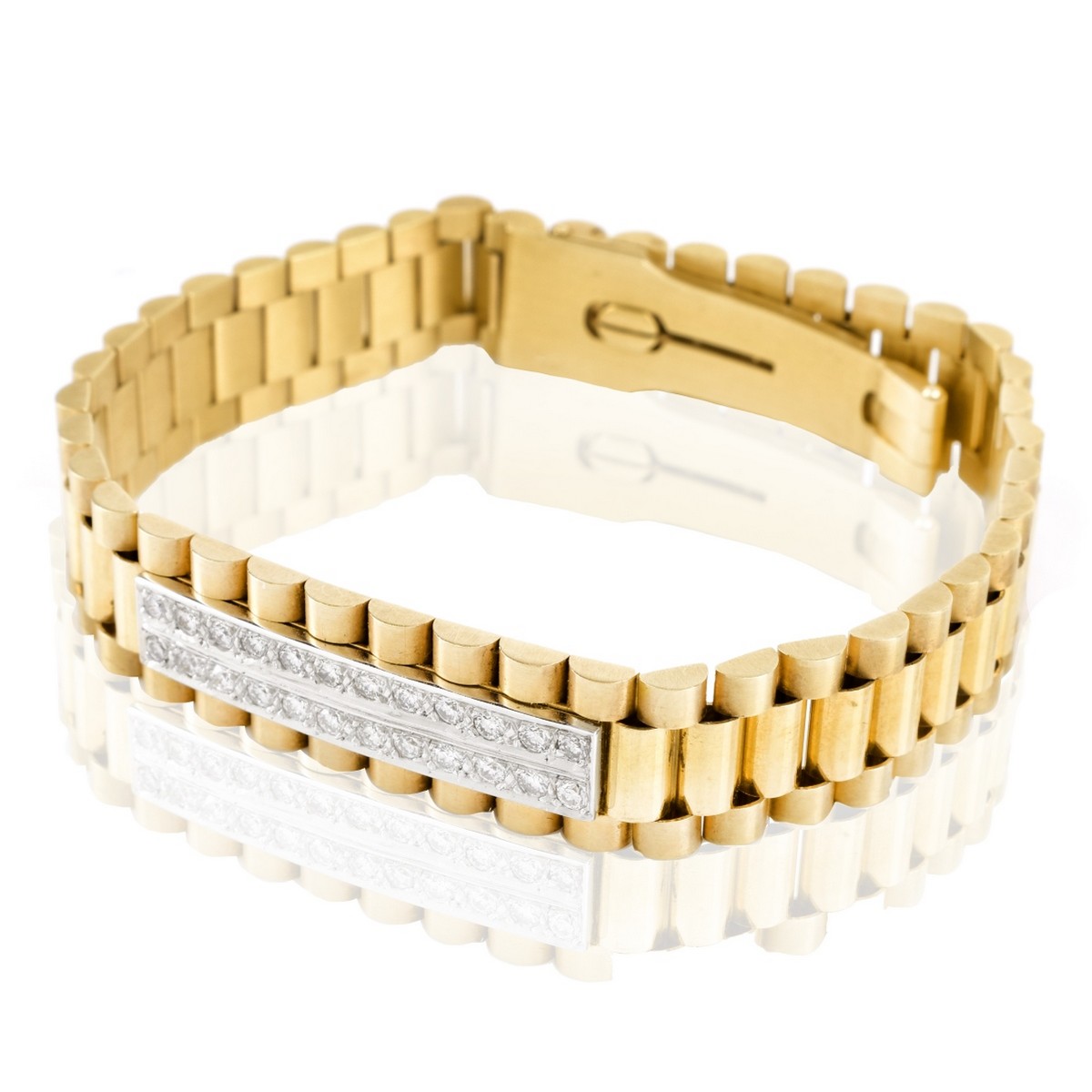 Man's Vintage Diamond and 14K Rolex style Bracelet