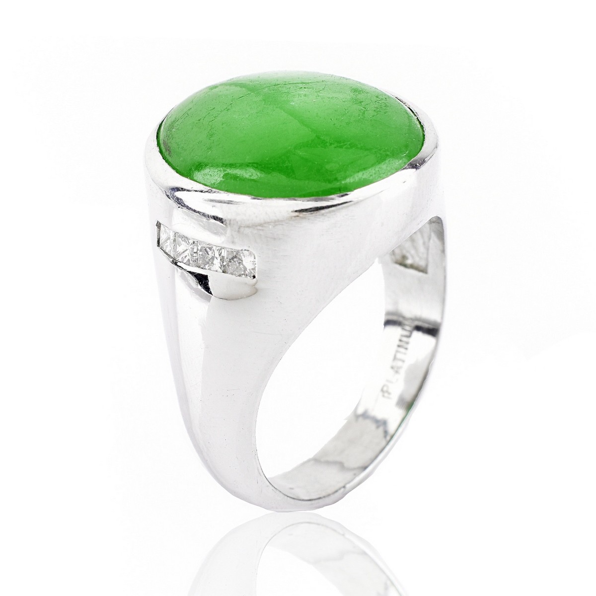 Man's Jade, Diamond and Platinum Ring