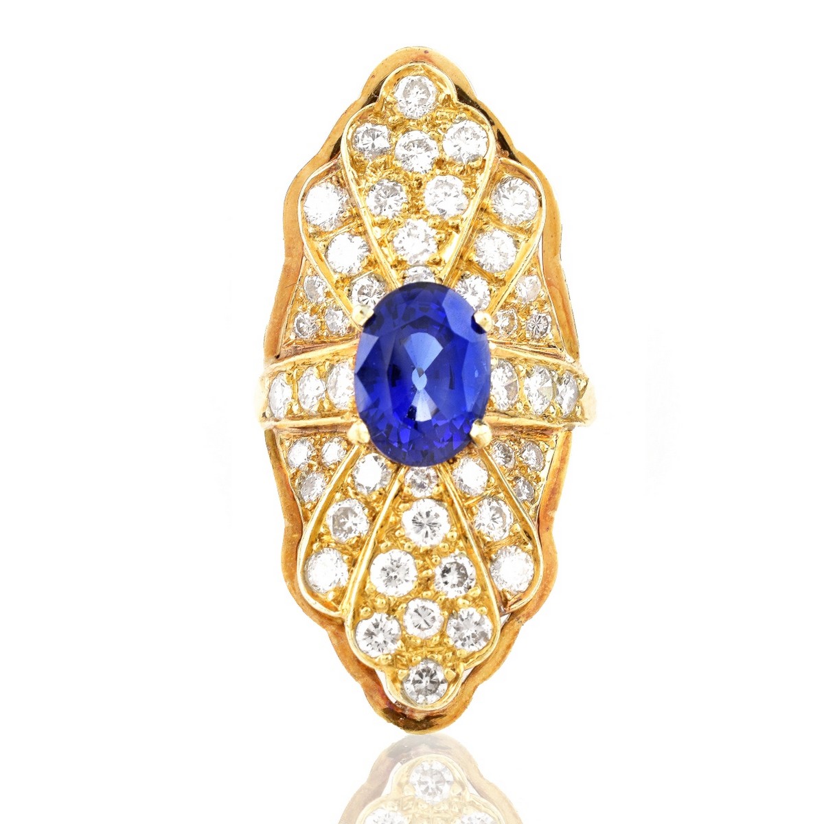 Sapphire, Diamond and 18K Gold Ring.