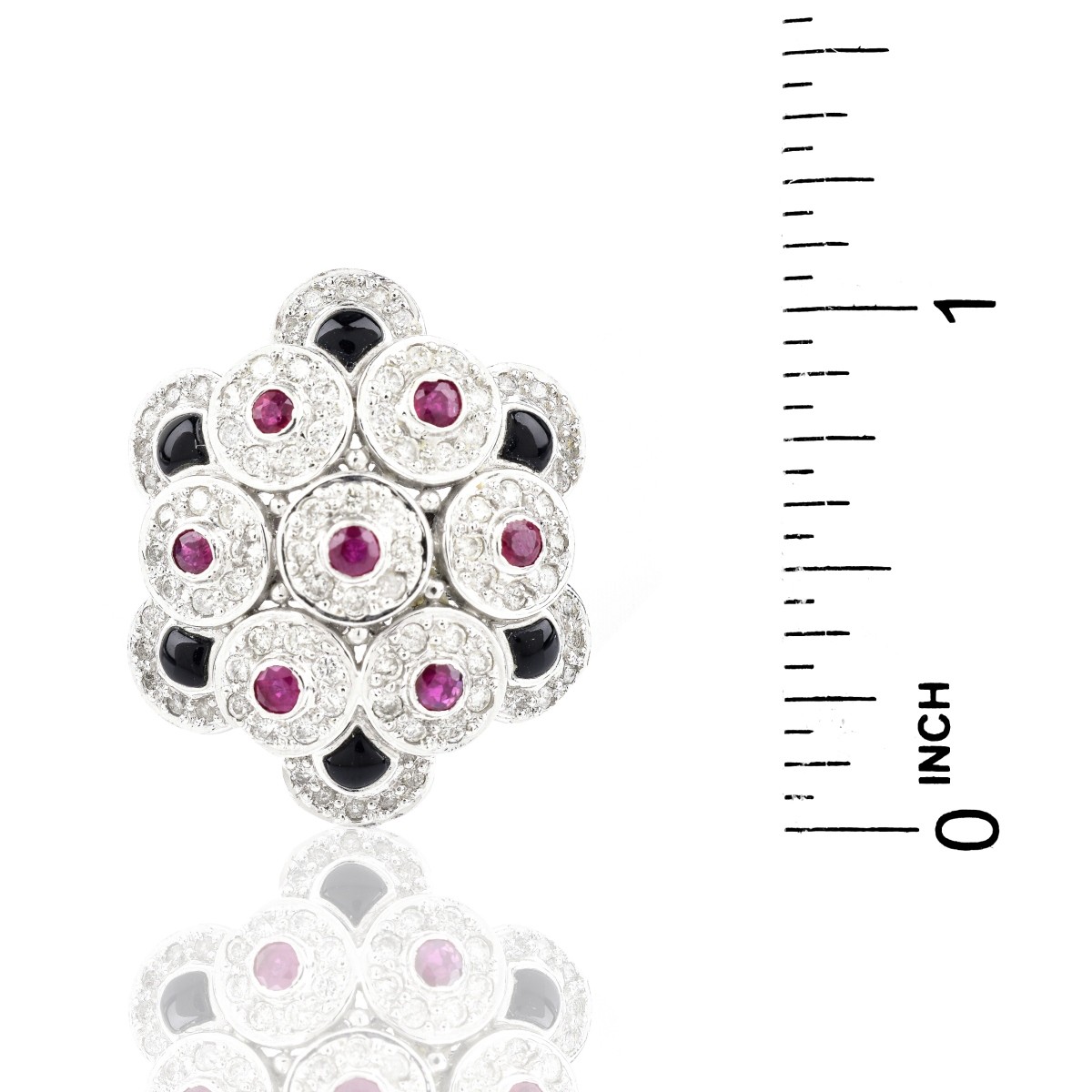 Diamond, Ruby, Onyx and 18K Ring