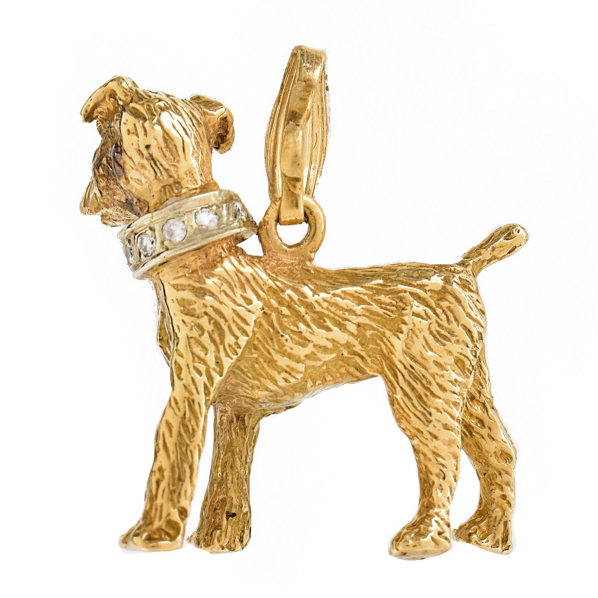 Vintage 14K Gold and Diamond Dog Pendant