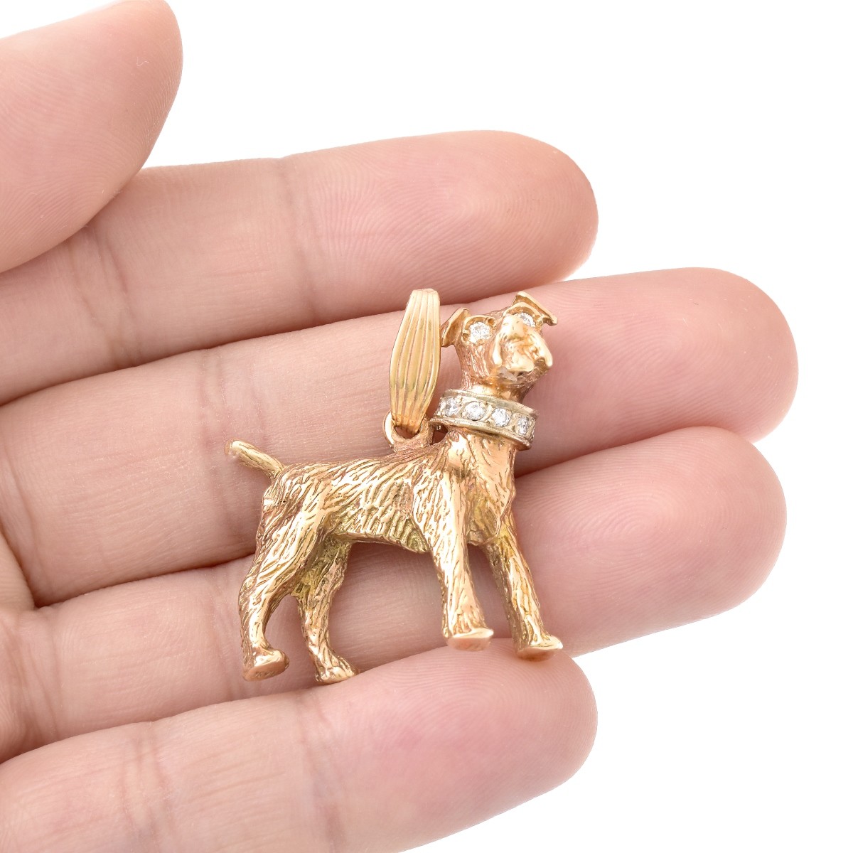 Vintage 14K Gold and Diamond Dog Pendant