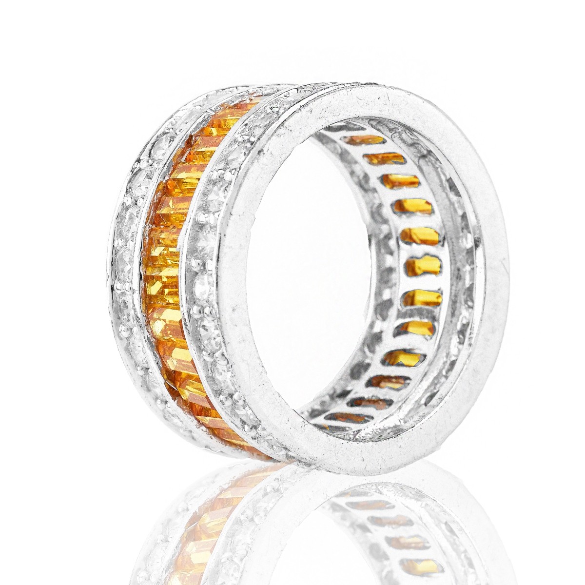 Diamond, Citrine and 14K Gold Eternity Band