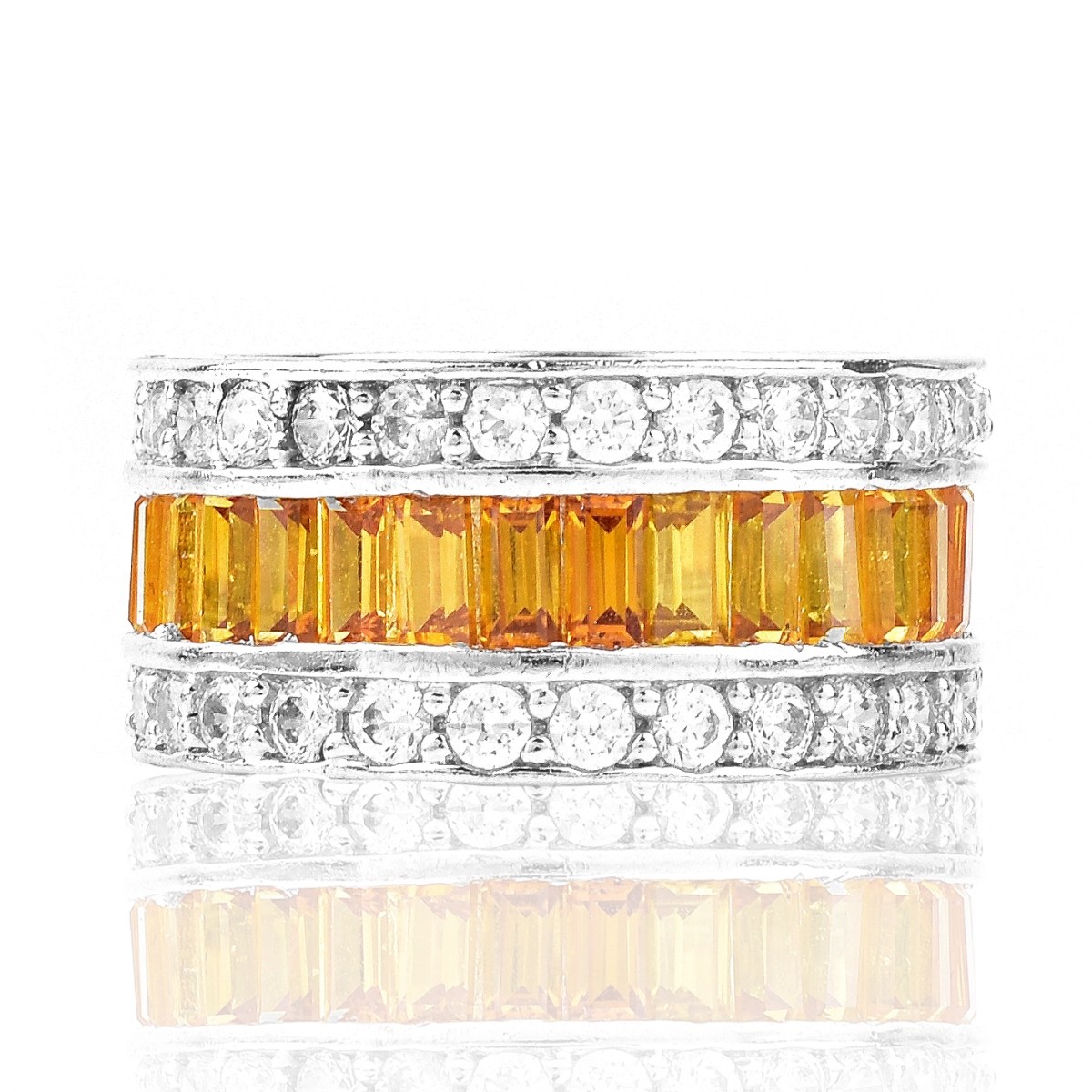 Diamond, Citrine and 14K Gold Eternity Band