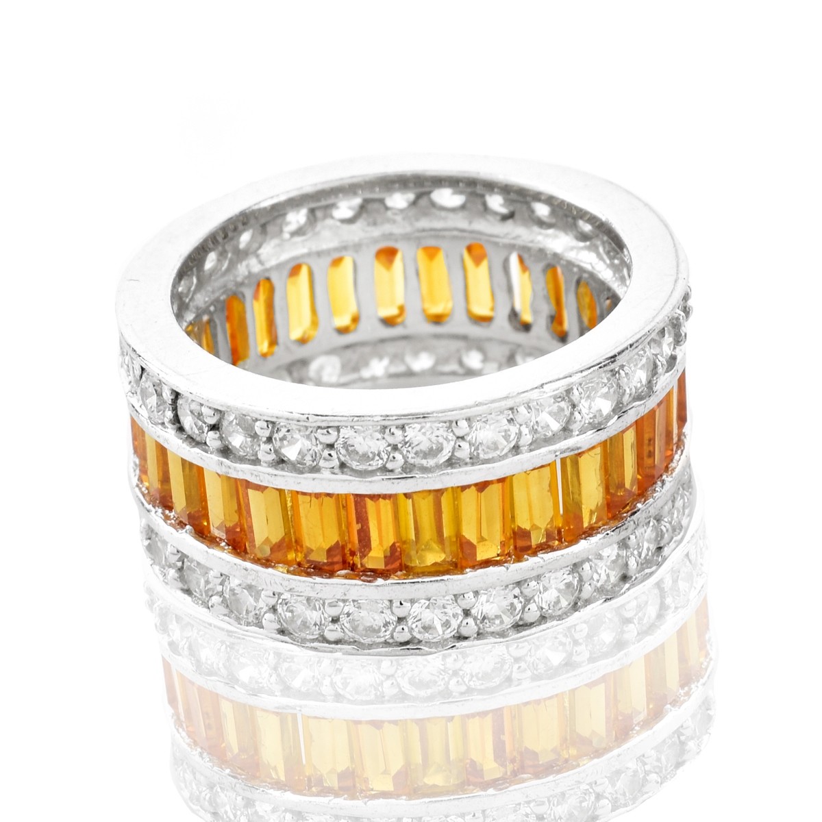 Diamond, Citrine and 14K Gold Eternity Band