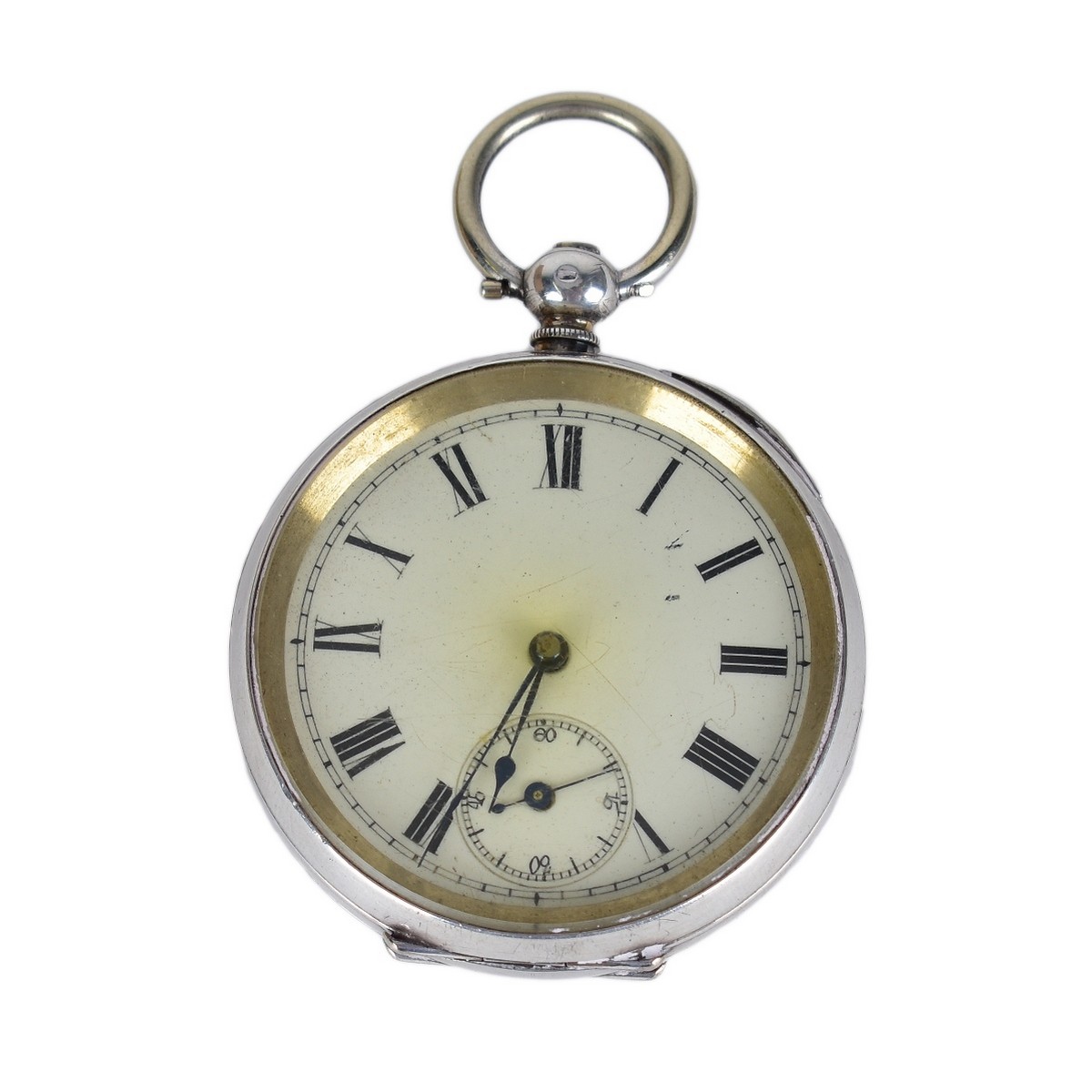 800 Silver Enameled Pocket Watch