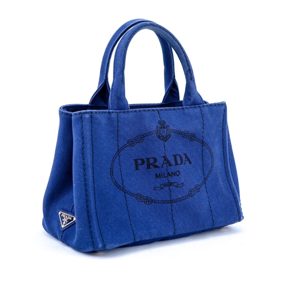 Prada Blue Canvas Denim Tote PM