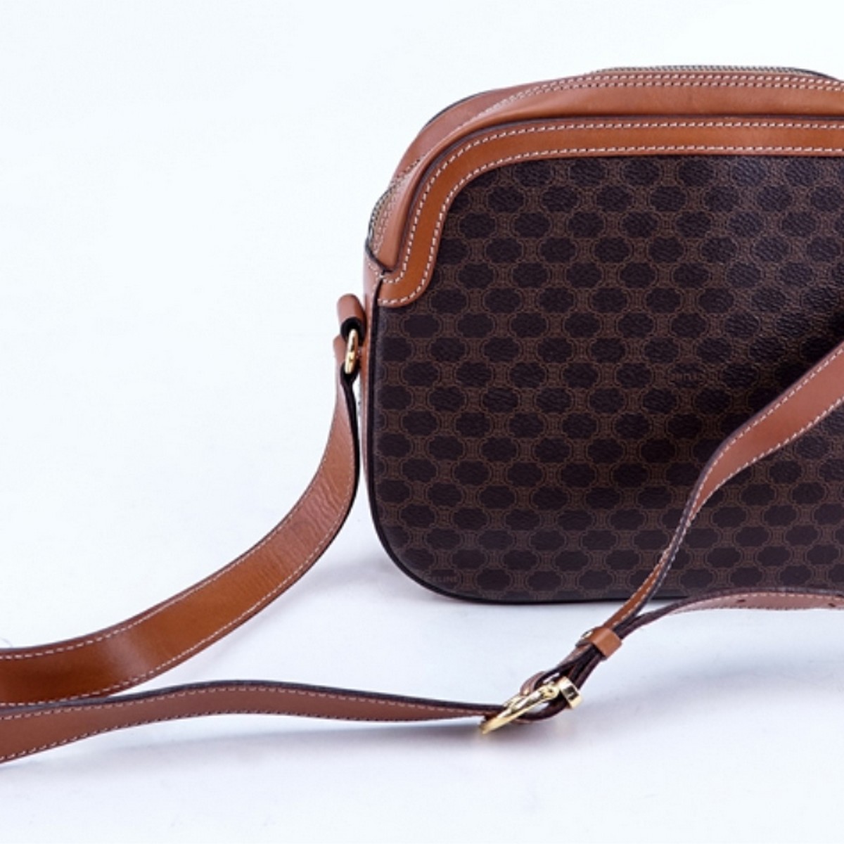 Celine Macadame Brown Canvas Vintage Crossbody Bag