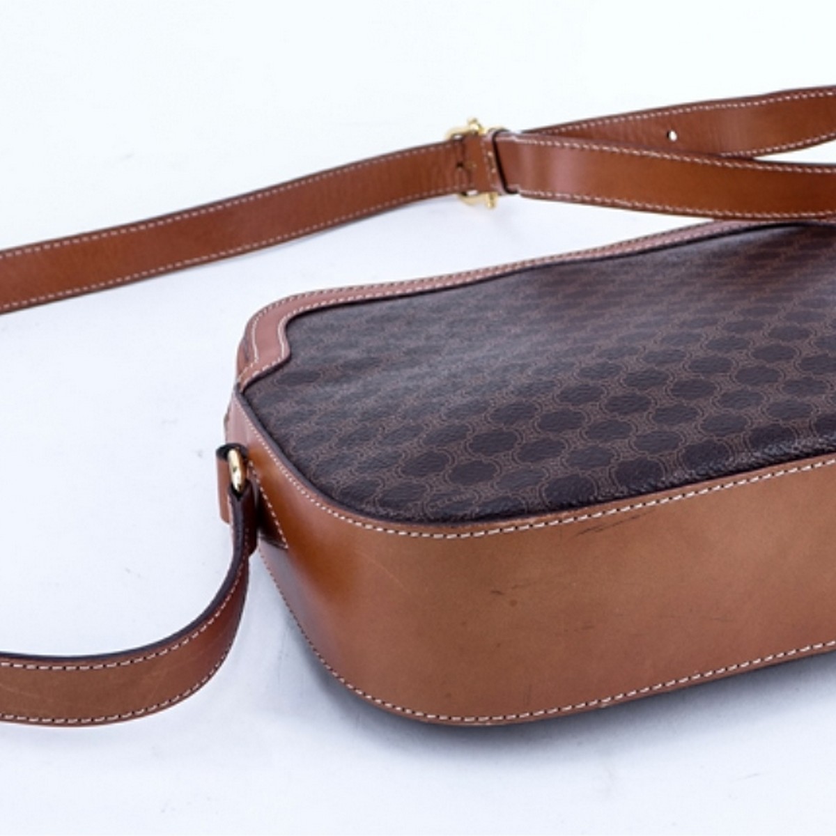 Celine Macadame Brown Canvas Vintage Crossbody Bag