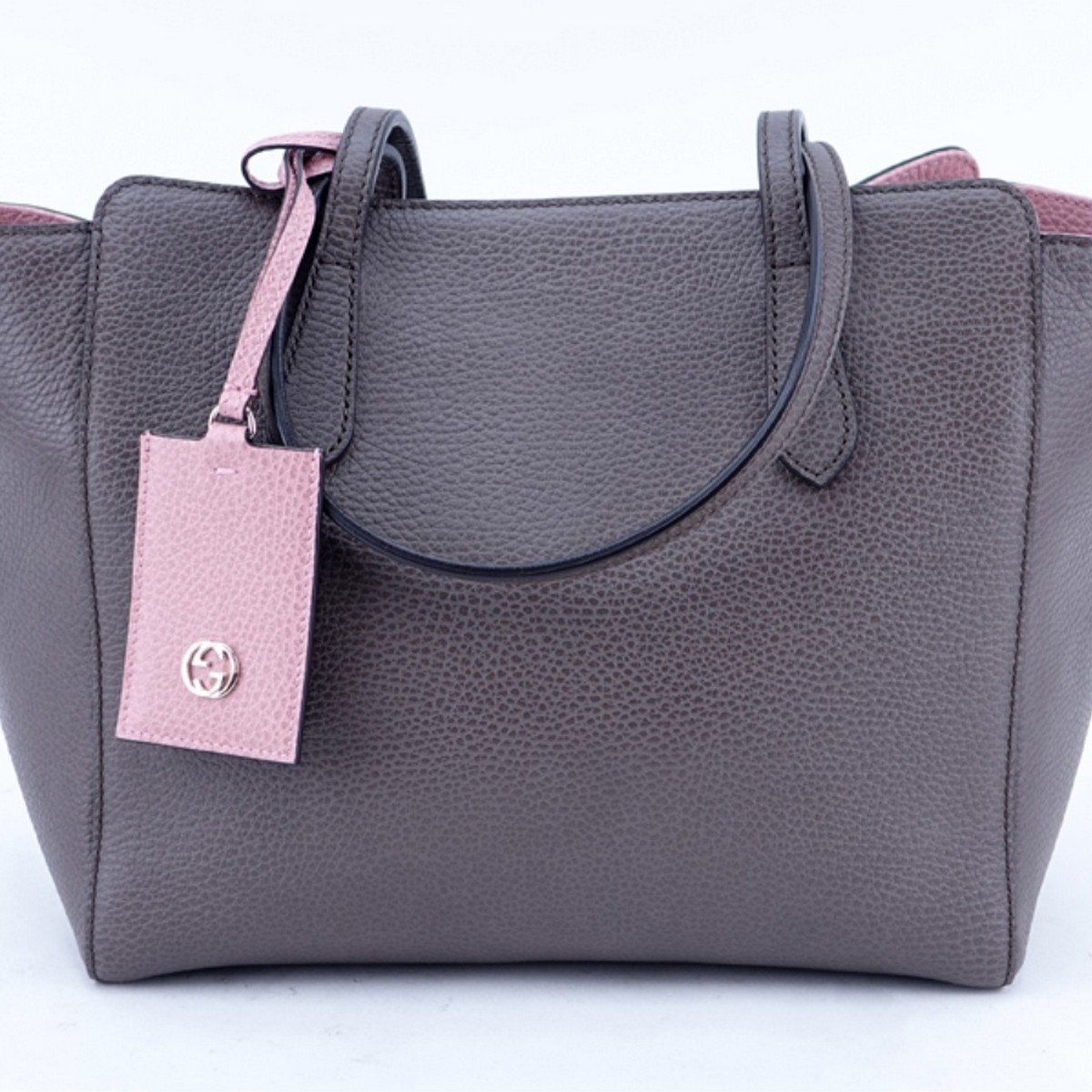 Gucci Taupe/Light Pink Grained Leather Swing PM