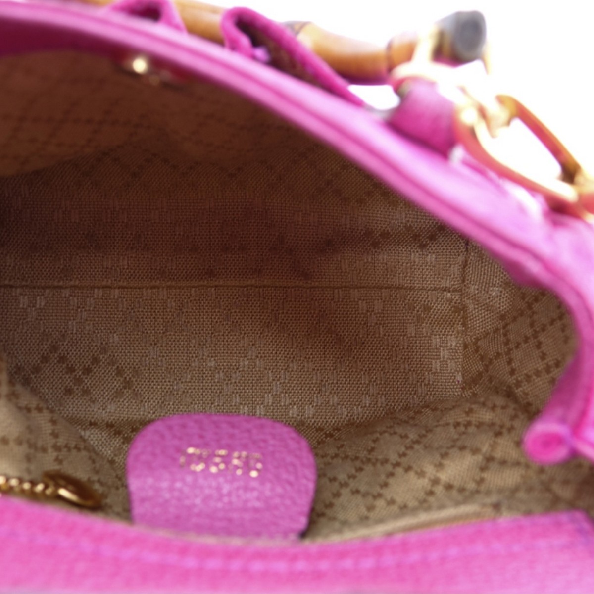 Gucci Pink Suede And Leather Bamboo Tote Mini