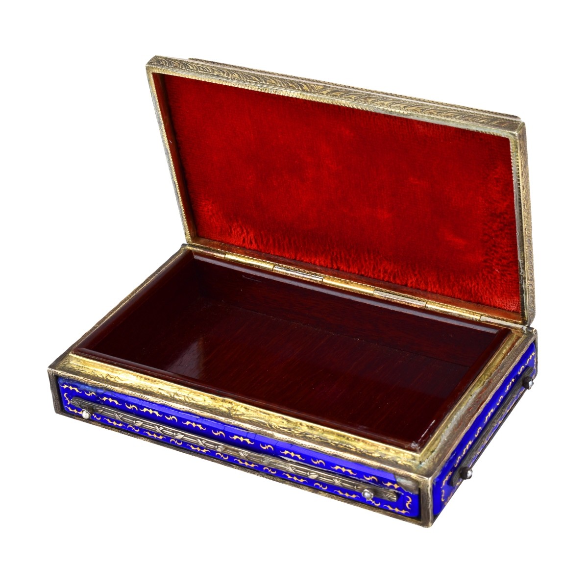 Antique Silver Enameled Jeweled Box