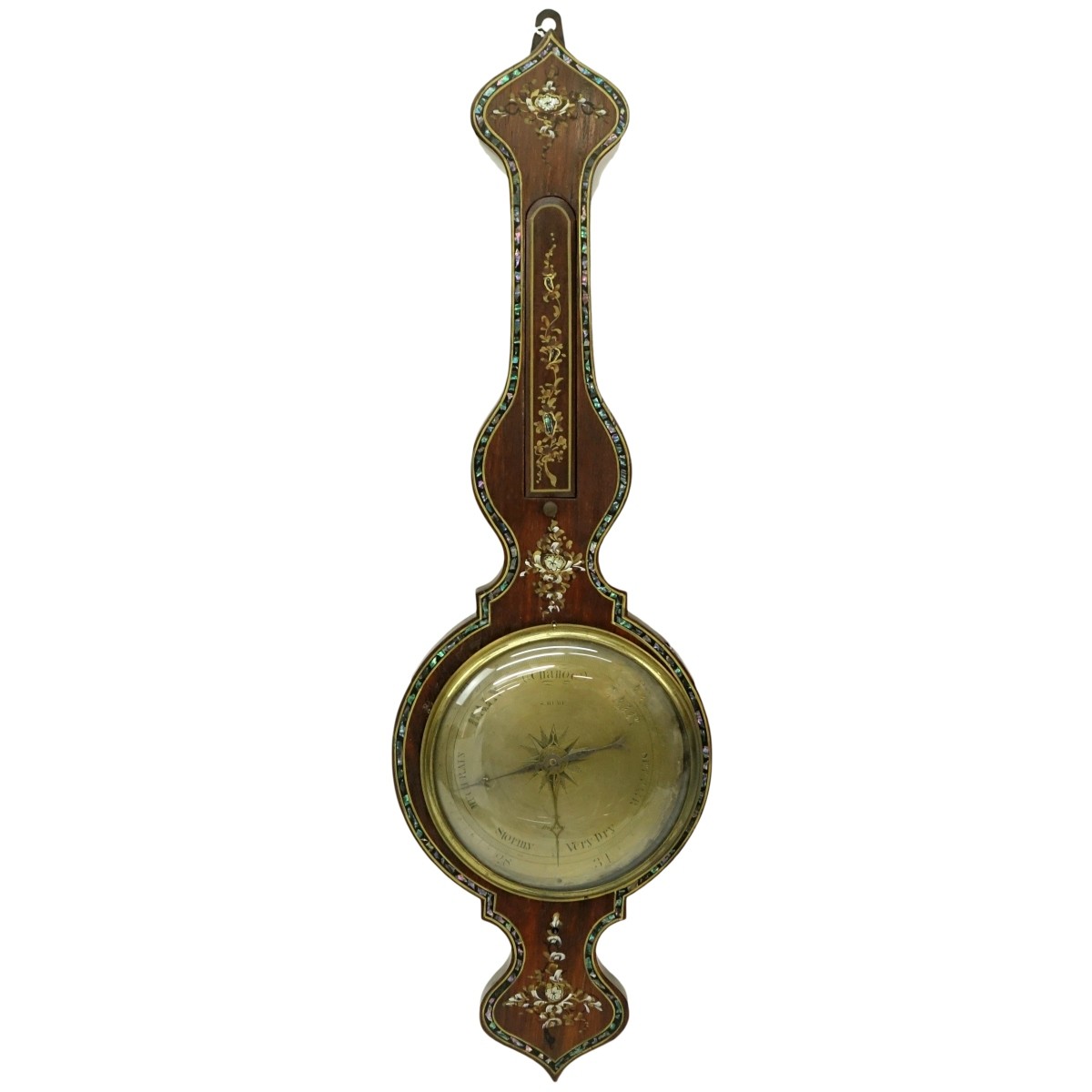 Antique English Mother of Pearl Inlaid Barometer