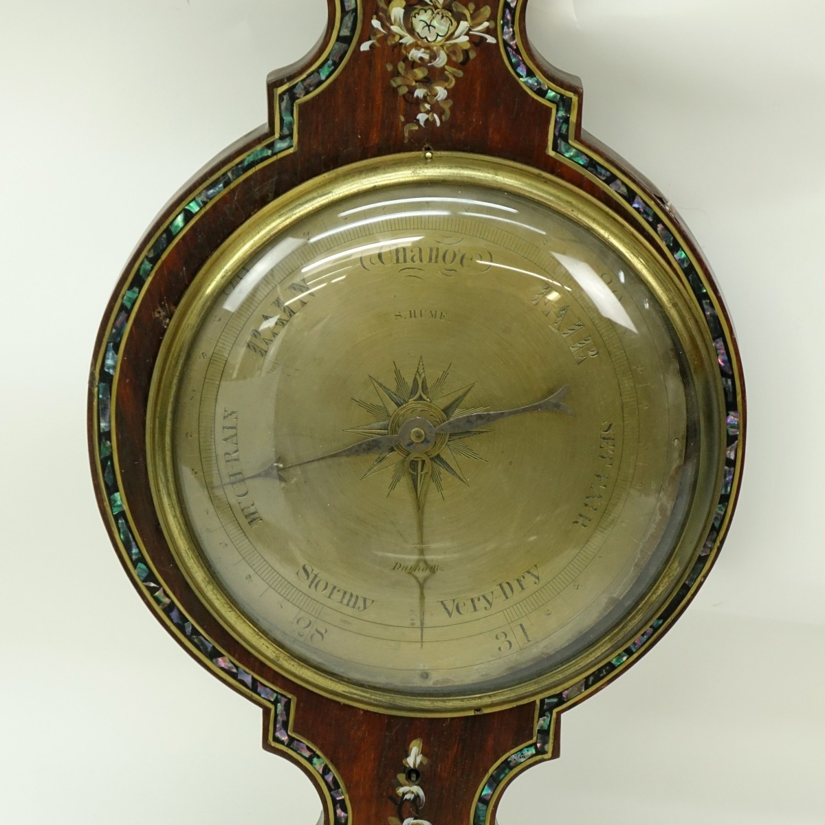 Antique English Mother of Pearl Inlaid Barometer