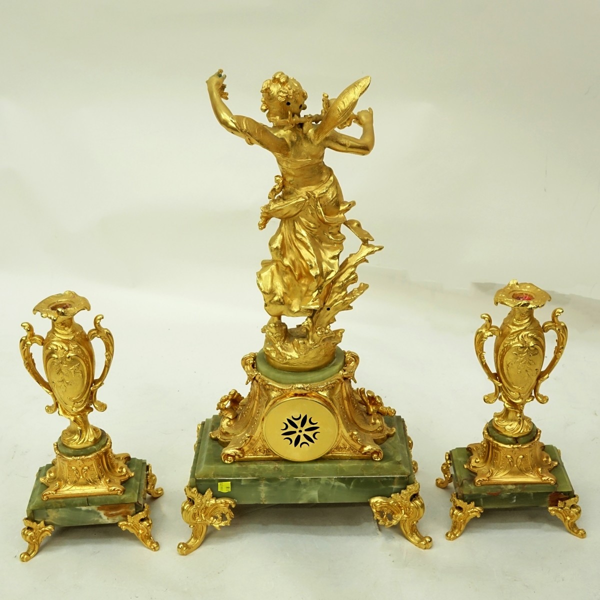 Three-Piece Louis XV Style Gilt Metal Clock Set