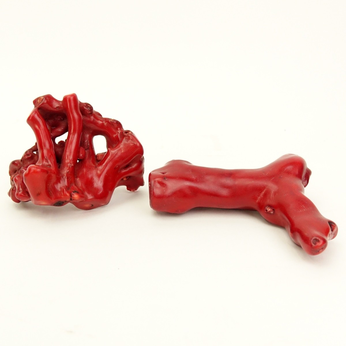 Grouping of Two (2) Chinese Red Coral Carvings