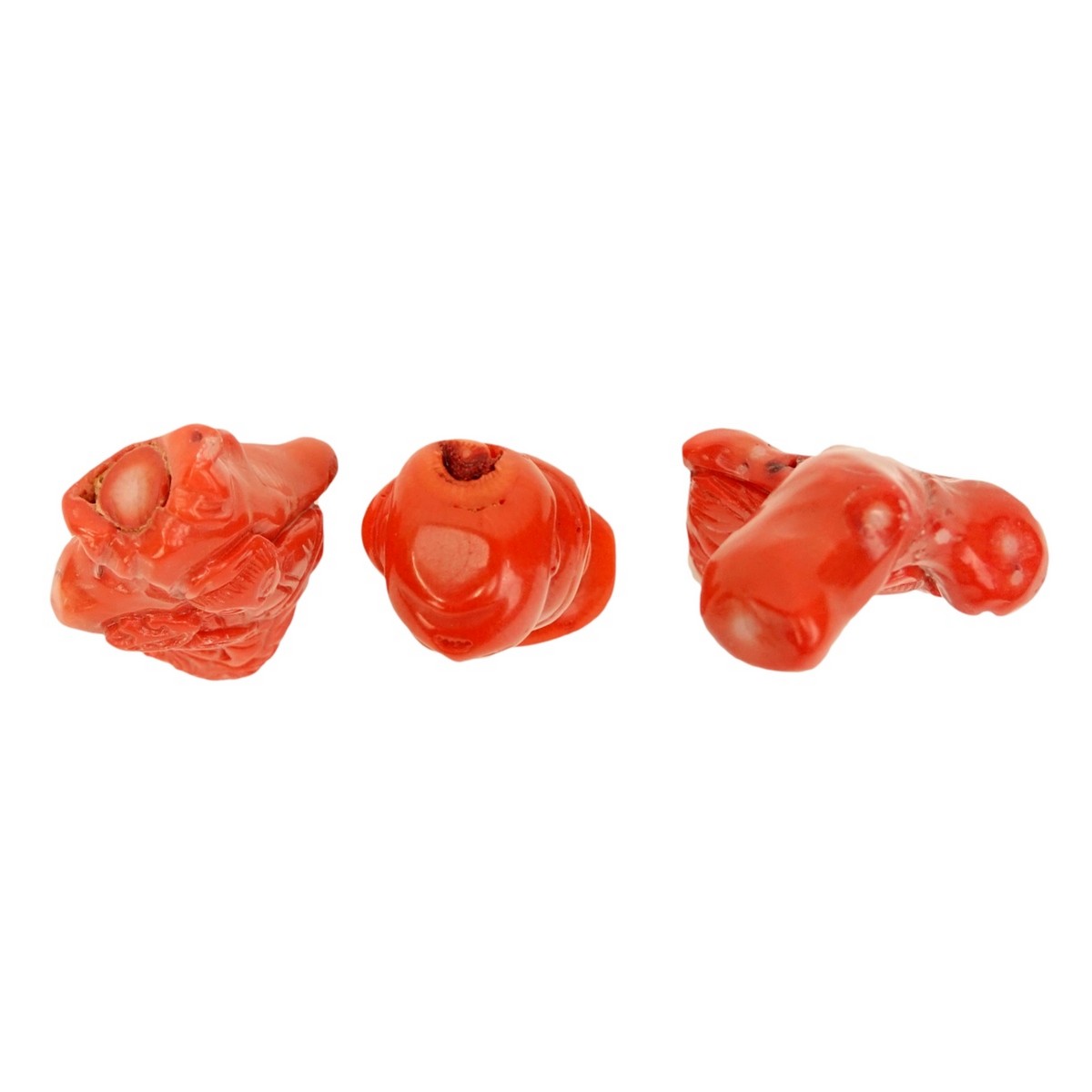 Three (3) Chinese Coral Figural Carvings