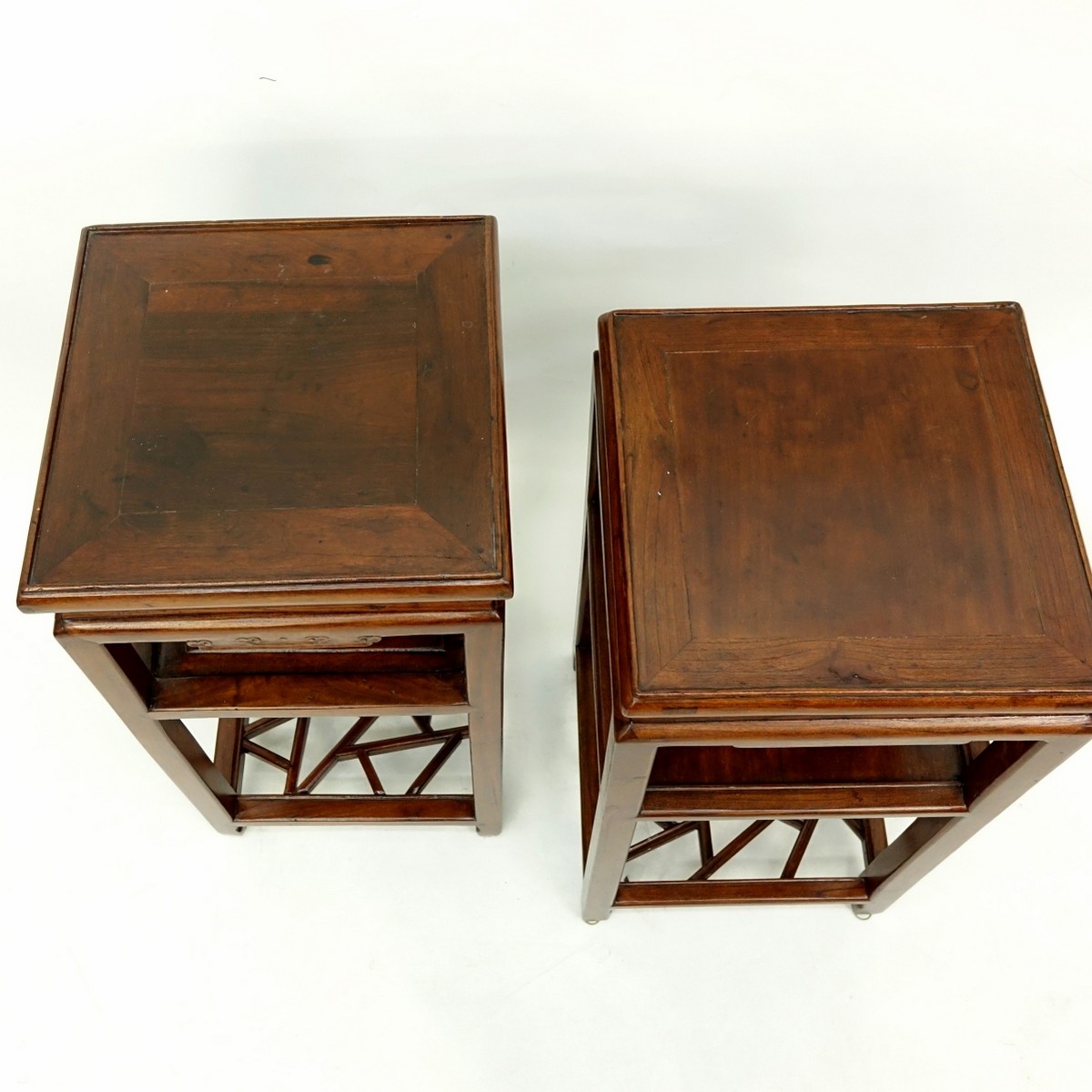 Two (2) Mid Century Chinese Hardwood Carved Pedest