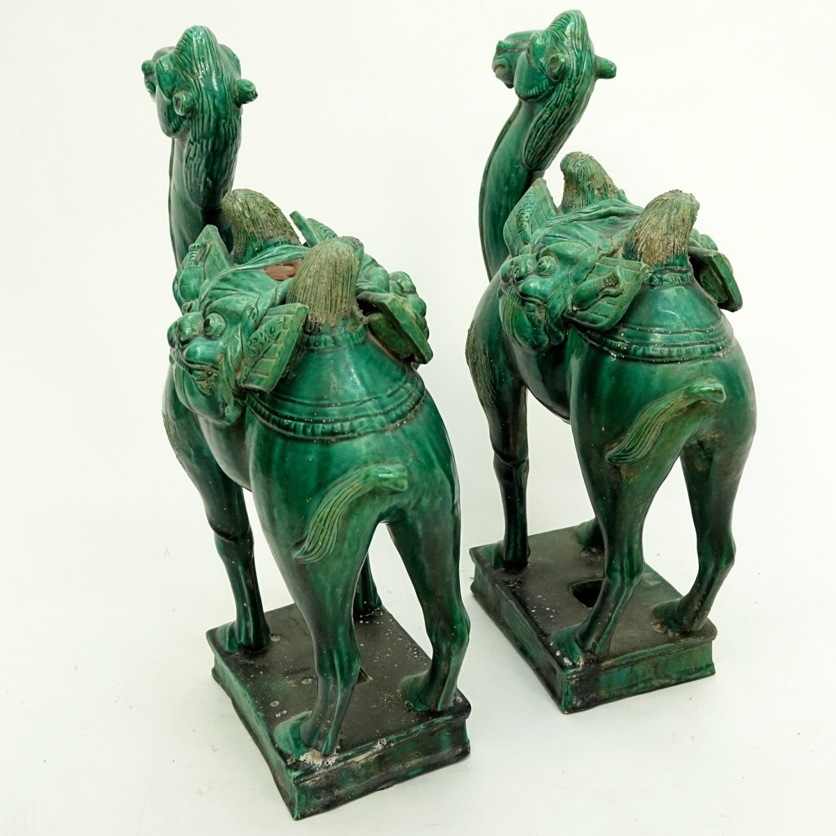 Pair of Chinese Tang Style Green Glaze Camels