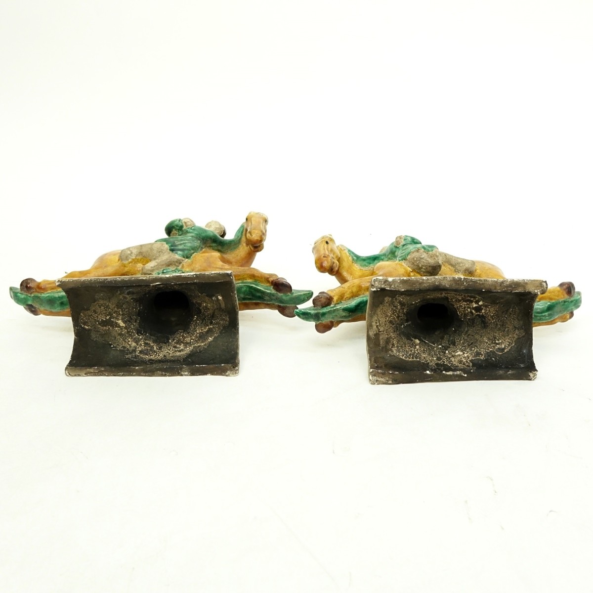 Pair of Chinese Tang Style Glazed Roof Tile