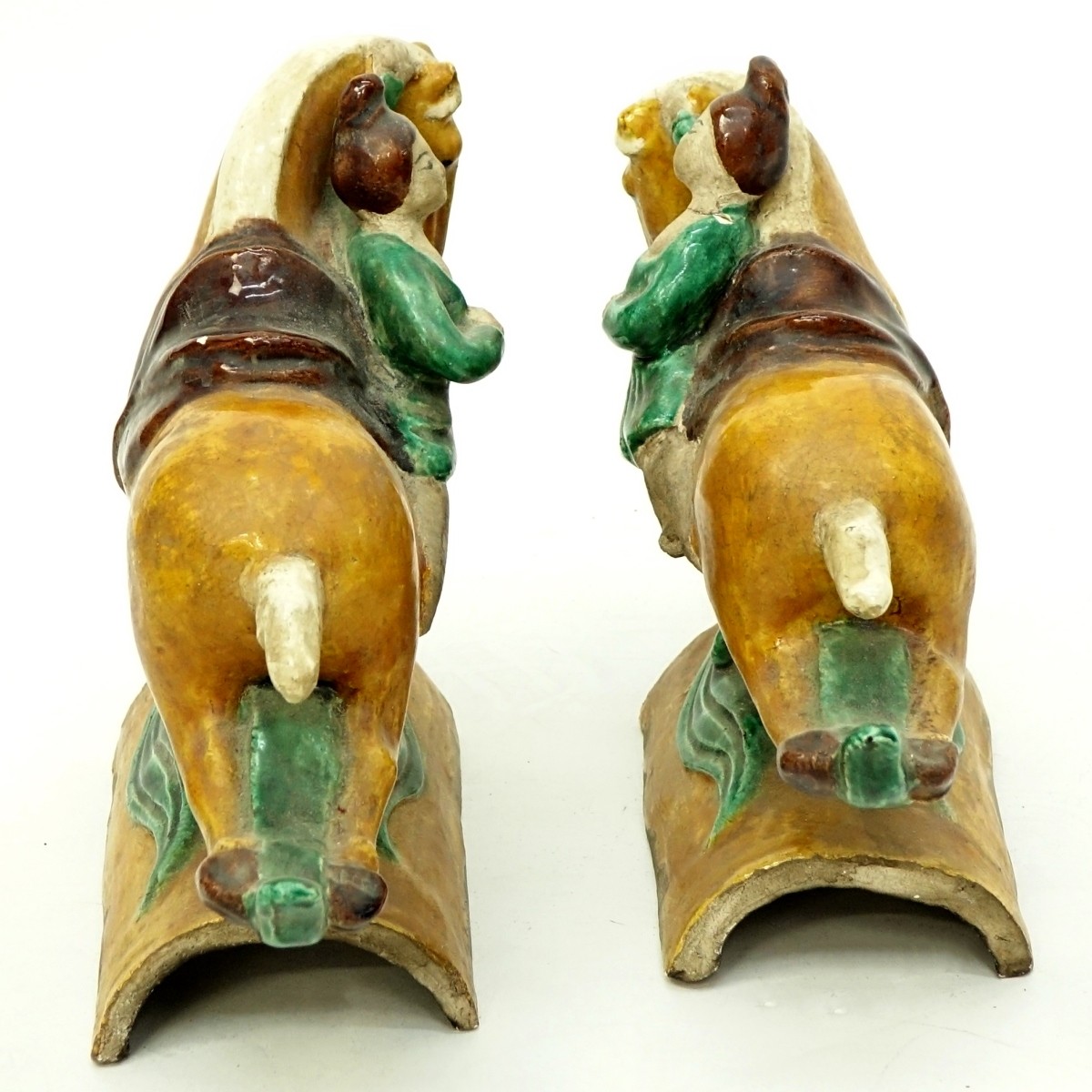 Pair of Chinese Tang Style Glazed Roof Tile