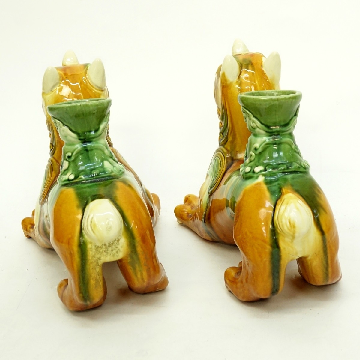 Pair of Chinese Tang Style Glazed Pottery Dragons