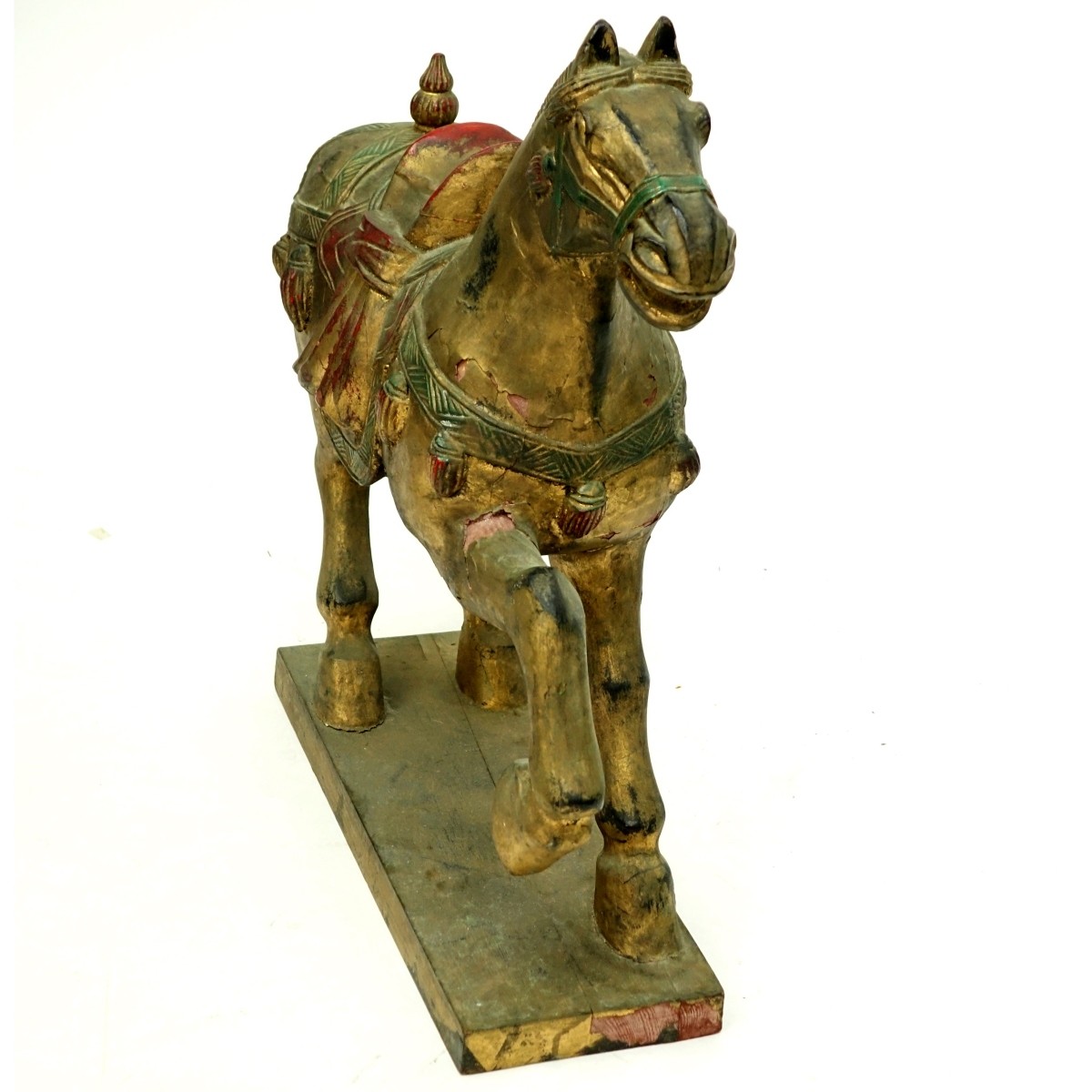 Large Chinese Carved Giltwood Tang Style Horse