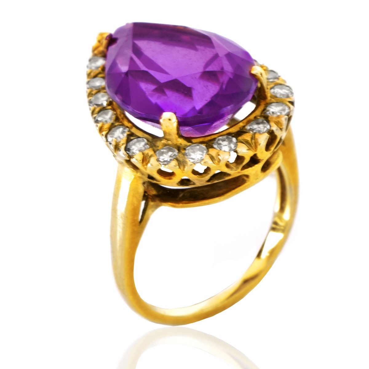 Vintage Amethyst, Diamond and 14K Ring