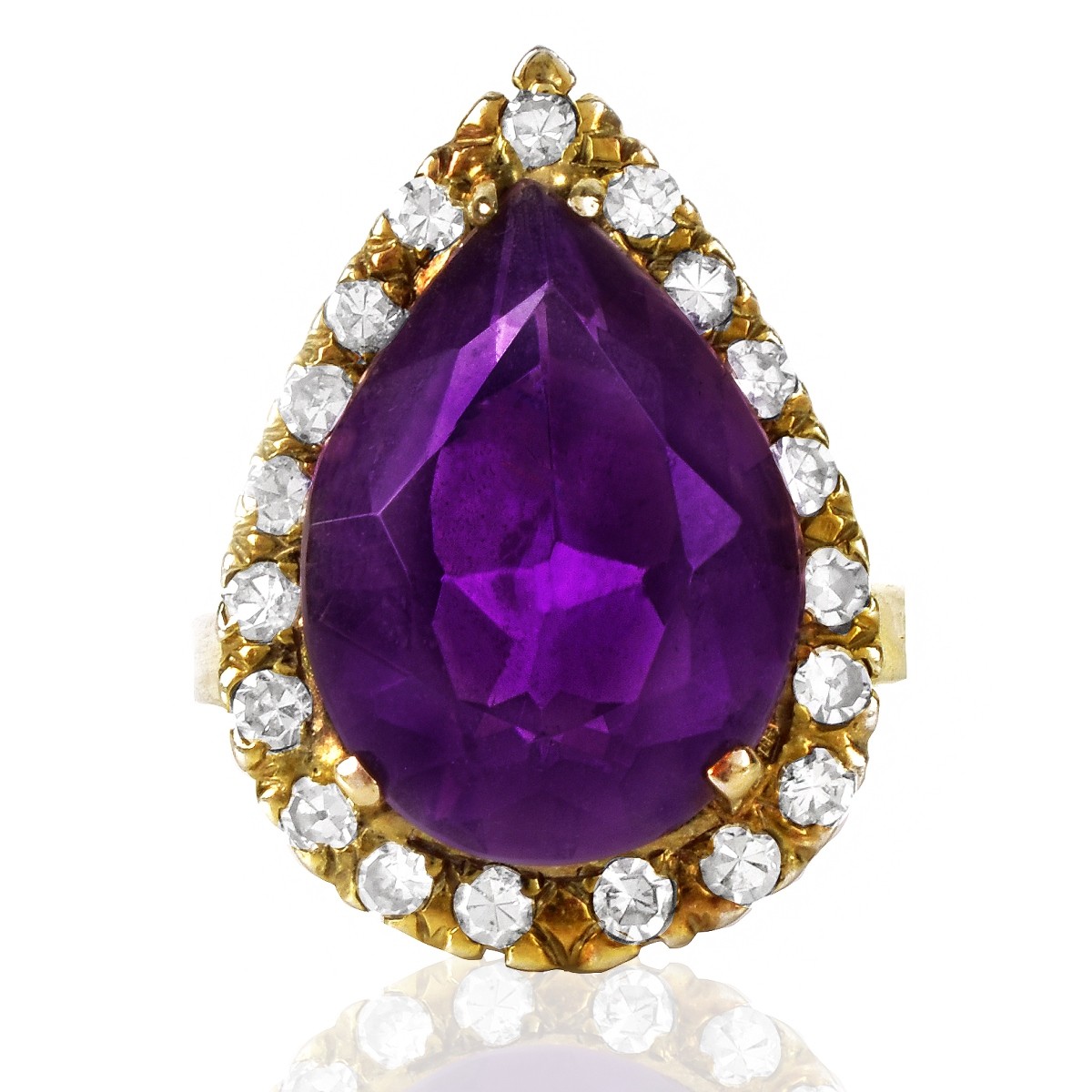 Vintage Amethyst, Diamond and 14K Ring