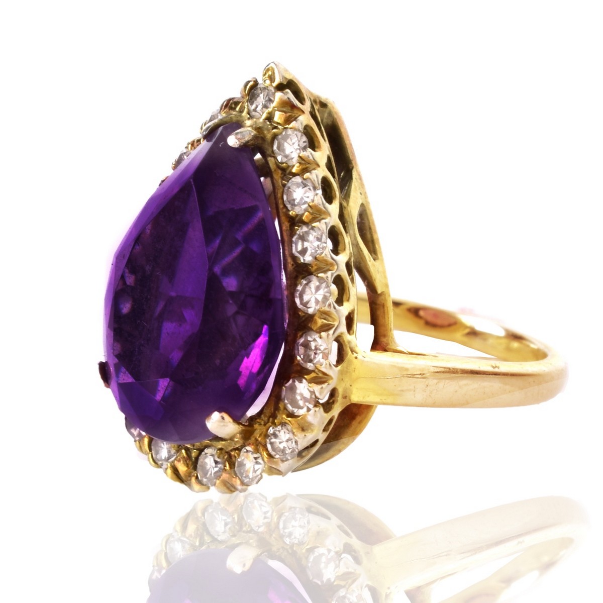 Vintage Amethyst, Diamond and 14K Ring