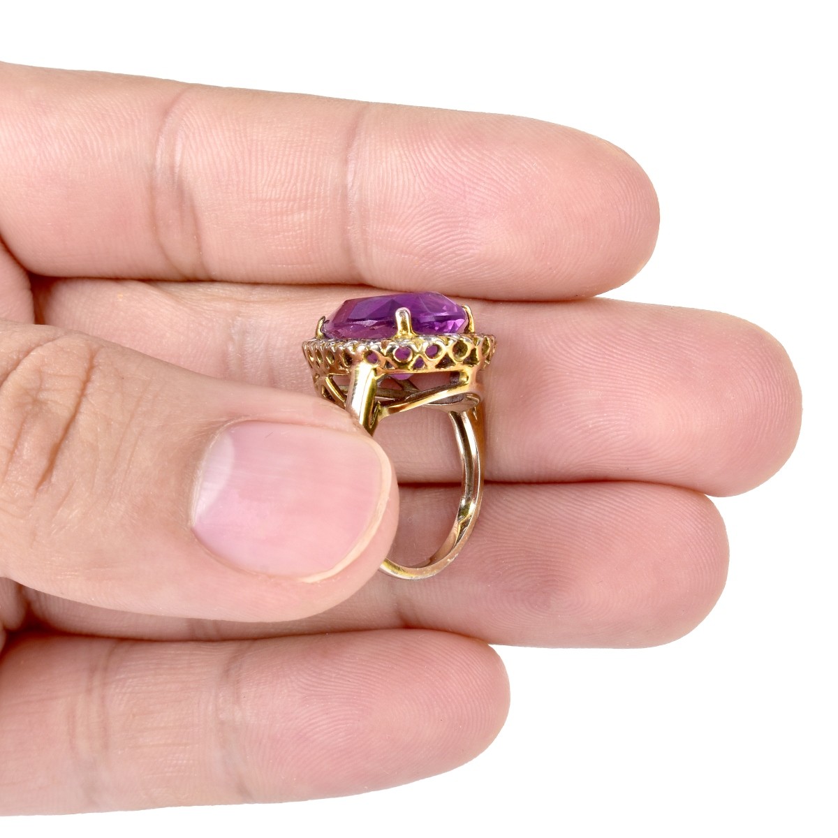 Vintage Amethyst, Diamond and 14K Ring