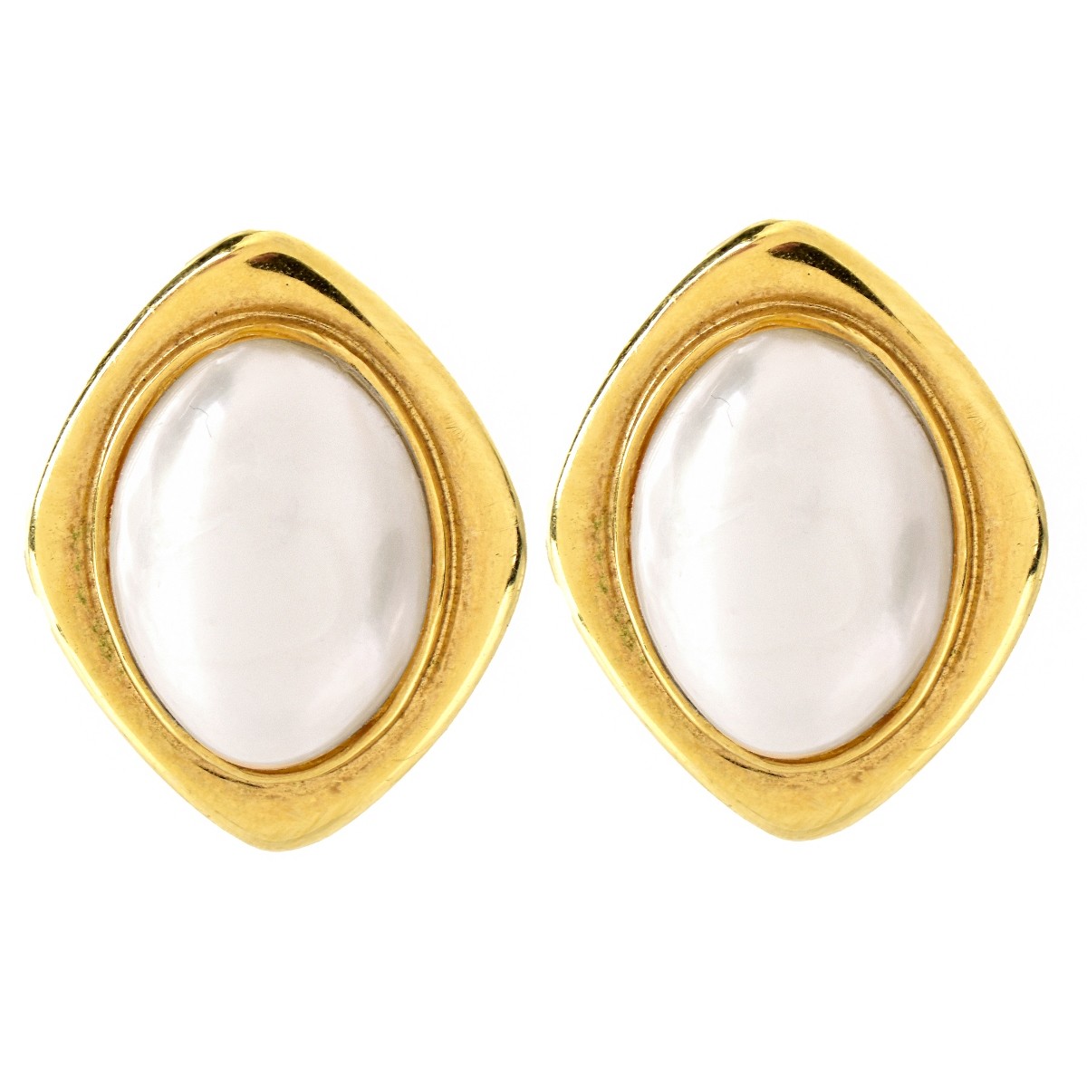 Vintage Mabe Pearl and 14K Gold Earrings