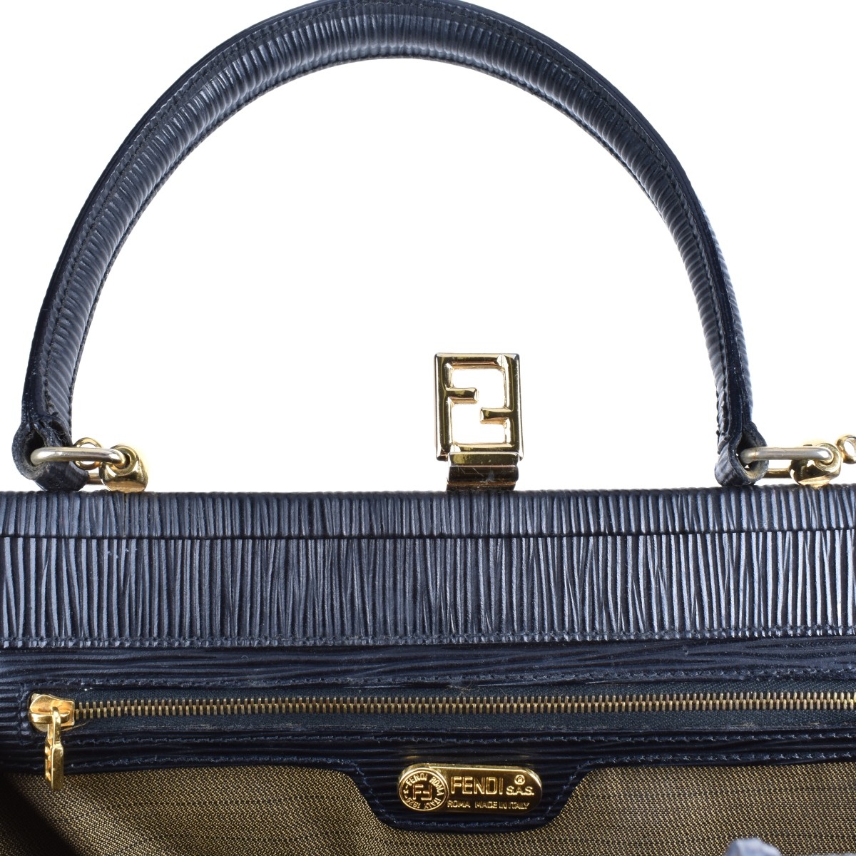 Fendi Roma Black EPI Leather Tote Bag