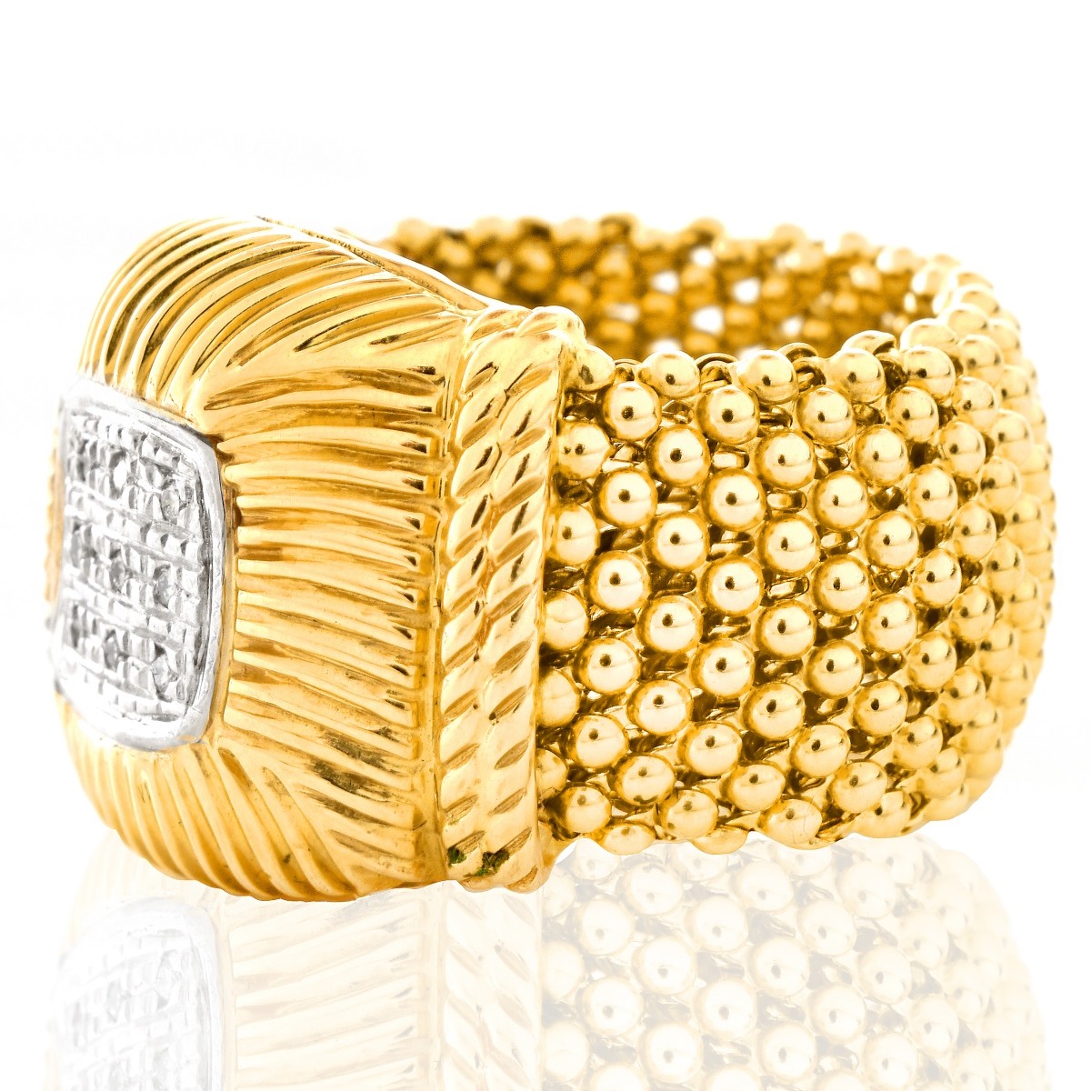 Italian 14K Gold and Diamond Ring