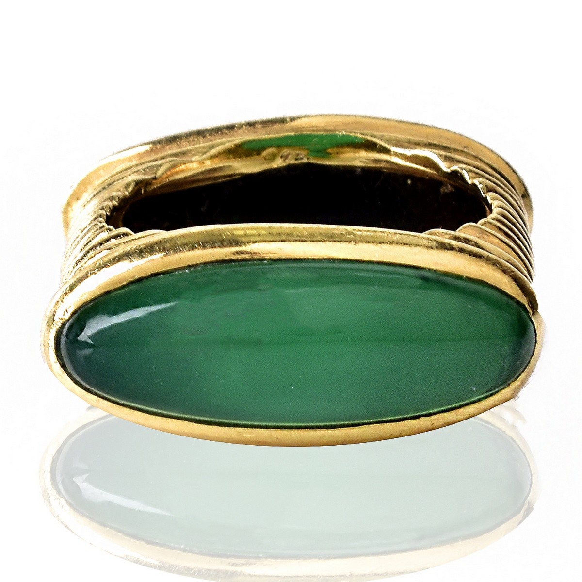 14K Gold, Jade and Onyx Ring