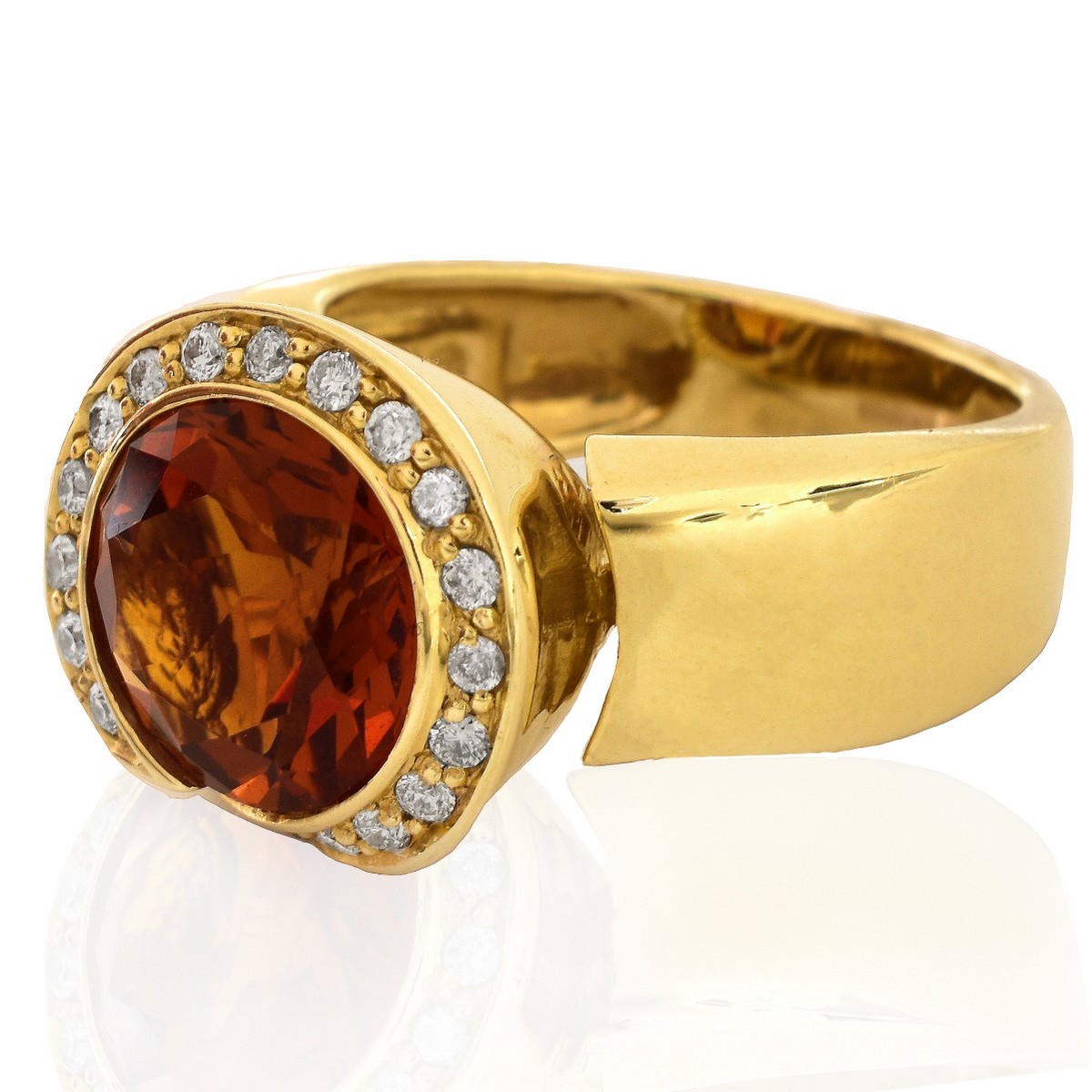 Citrine, Diamond and 14K Gold Ring