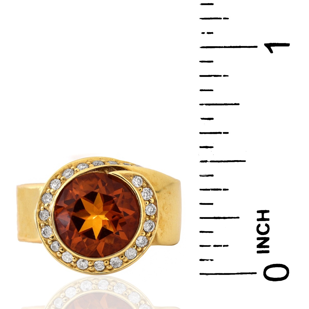 Citrine, Diamond and 14K Gold Ring