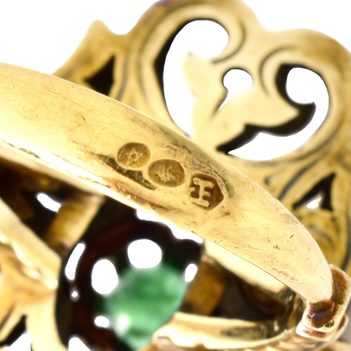 Antique 14K Gold, Silver and Emerald Ring