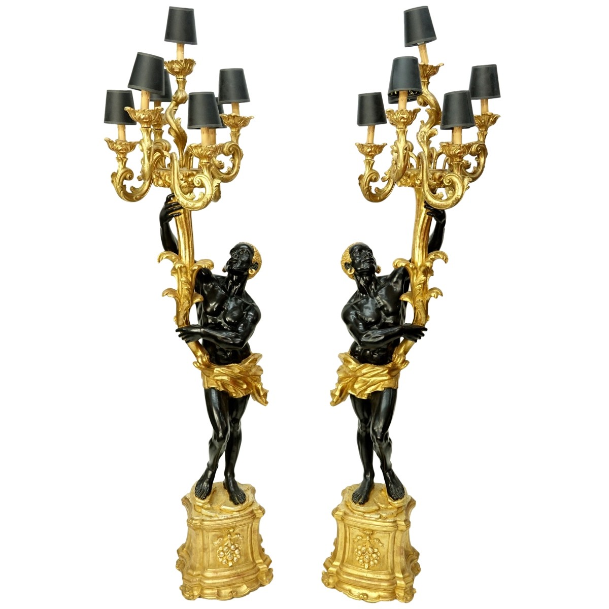 Pair of 20th C. Italian Blackamoor Torcheres