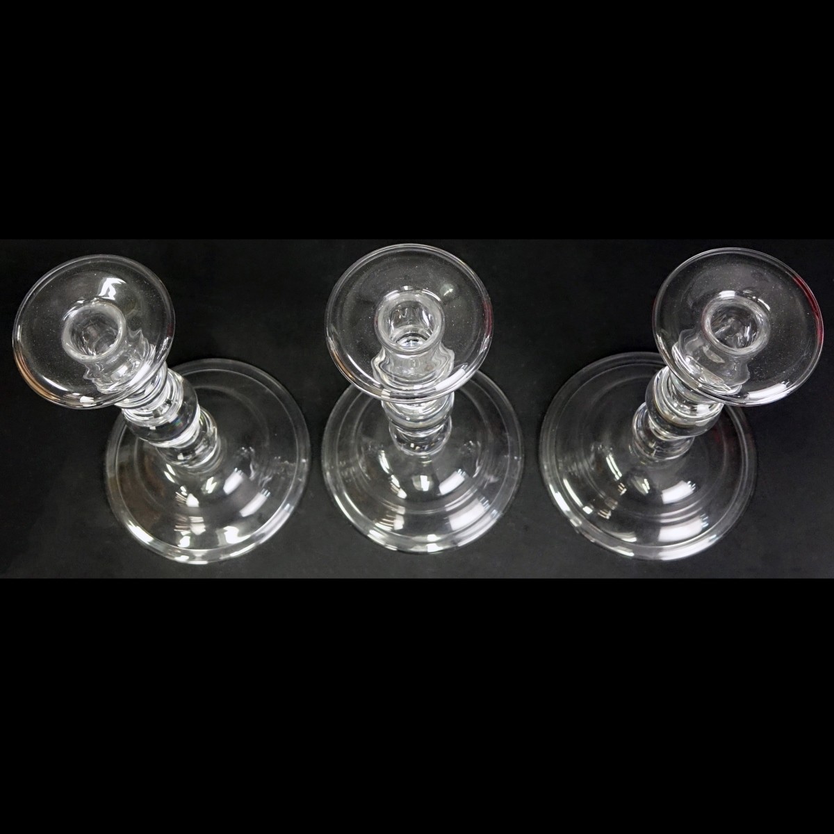 Three (3) Steuben Baluster Teardrop Candlesticks