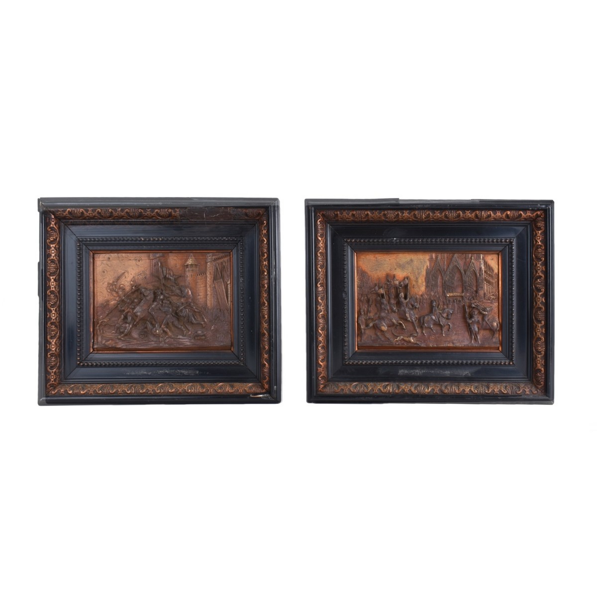 Pair of Raised Copper Relief Plaques