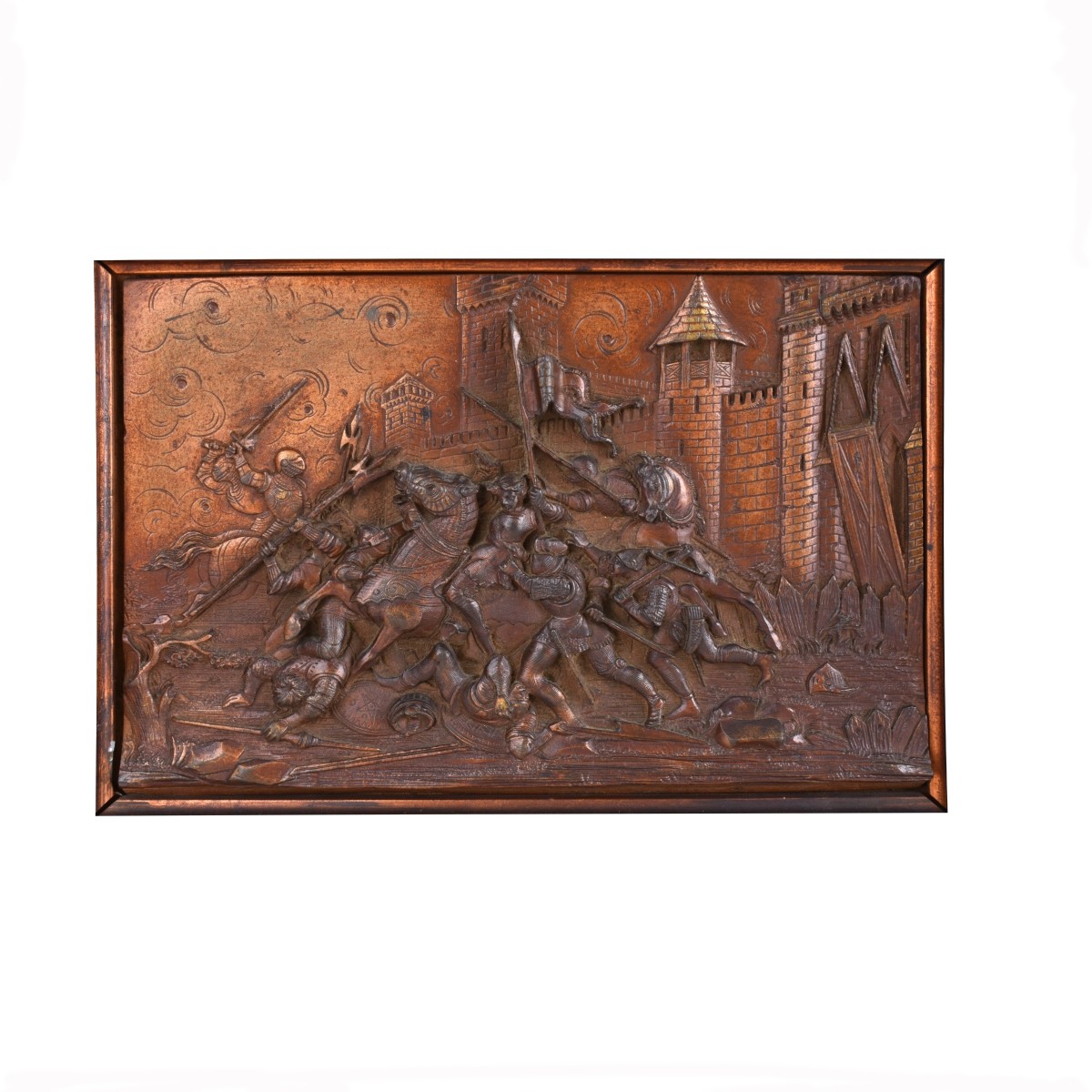 Pair of Raised Copper Relief Plaques