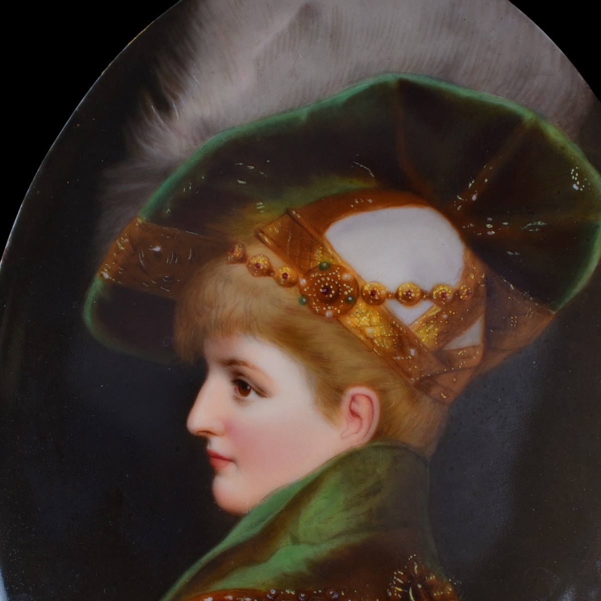 Antique Hand Painted Porcelain Plaque